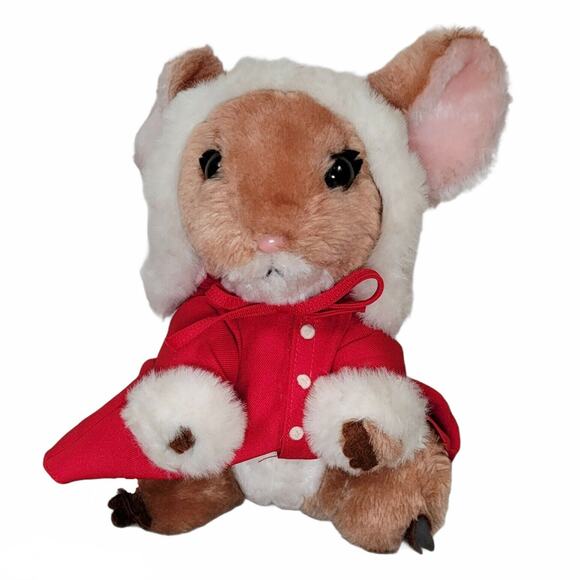 Christmas Mouse Plush Vintage Dakin Priscilla Hillman 1981 Stuffed Animal - Picture 1 of 11